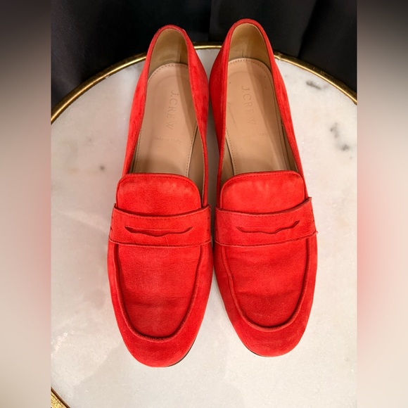 J. Crew Suede Charlie Penny Loafer in Vibrant Flame | 8.5 - Picture 9 of 13